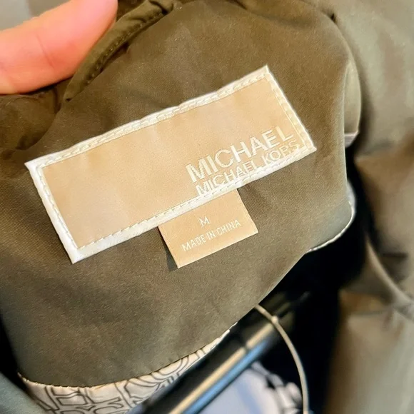 Michael Kors water-resistent Anorak Olive Green Women's Belted Jacket size M - Picture 7 of 10